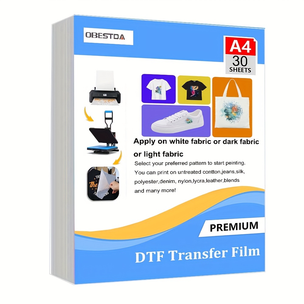 A4 30 Pcs DTF Transfer Film PE - Heat Transfer Vinyl Roll 评论和价格